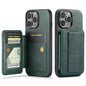 Pour iPhone 14 Pro Fierre Shann Oil Wax Cow Leather Card Holder Coque Arrière de Téléphone (Vert)