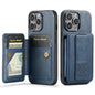 For iPhone 14 Pro Max Fierre Shann Oil Wax Cow Leather Card Holder Back Phone Case(Blue)