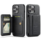 For iPhone 12 / 12 Pro Fierre Shann Oil Wax Cow Leather Card Holder Back Phone Case(Black)