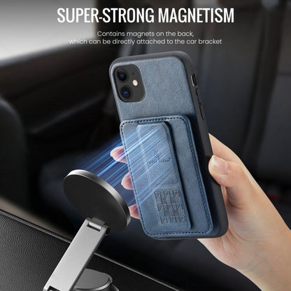 Pour iPhone 11 Pro Max Fierre Shann Étui de téléphone arrière en cuir de vachette ciré avec porte-cartes (Vert)