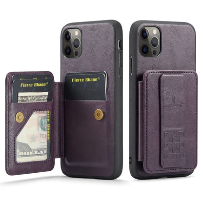 Pour iPhone 11 Pro Étui portefeuille en cuir de vachette ciré Fierre Shann (violet)