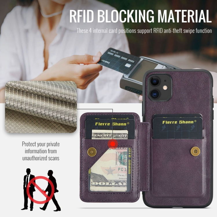 Pour iPhone 11 Pro Étui portefeuille en cuir de vachette ciré Fierre Shann (violet)