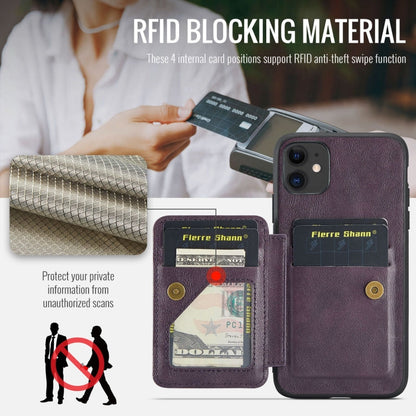 Pour iPhone 11 Pro Étui portefeuille en cuir de vachette ciré Fierre Shann (violet)