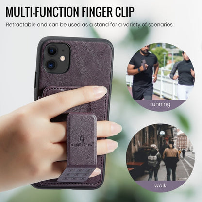 Pour iPhone 11 Pro Étui portefeuille en cuir de vachette ciré Fierre Shann (violet)