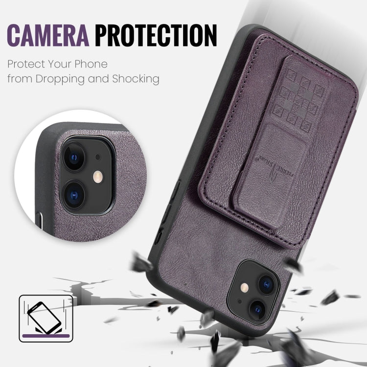 Pour iPhone 11 Pro Étui portefeuille en cuir de vachette ciré Fierre Shann (violet)