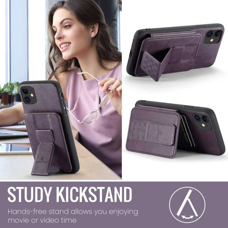 Pour iPhone 11 Pro Étui portefeuille en cuir de vachette ciré Fierre Shann (violet)