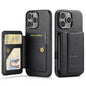 Pour iPhone 16 Pro Fierre Shann, étui de téléphone en cuir de vachette ciré avec porte-cartes arrière (noir)