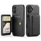 Pour iPhone 16 Plus Fierre Shann en cuir de vachette huilé avec porte-cartes intégré (noir)