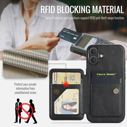 Pour iPhone 16 Plus Fierre Shann en cuir de vachette huilé avec porte-cartes intégré (noir)
