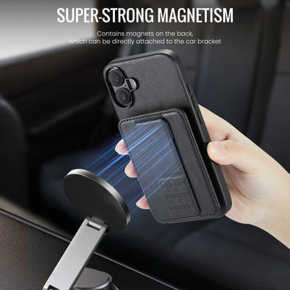 Pour iPhone 16 Plus Fierre Shann en cuir de vachette huilé avec porte-cartes intégré (noir)