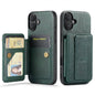 Pour iPhone 16 Fierre Shann Étui de téléphone arrière en cuir de vachette ciré avec porte-cartes (vert)