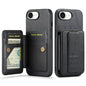 For iPhone 17e / 16e Fierre Shann Oil Wax Cow Leather Card Holder Back Phone Case(Black)