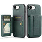For iPhone 17e / 16e Fierre Shann Oil Wax Cow Leather Card Holder Back Phone Case(Green)
