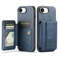 Pour iPhone 17e / 16e Fierre Shann Étui de téléphone arrière en cuir de vachette ciré porte-cartes (Bleu)