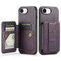 For iPhone 17e / 16e Fierre Shann Oil Wax Cow Leather Card Holder Back Phone Case(Purple)