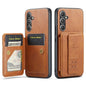 For Samsung Galaxy S24+ 5G Fierre Shann Oil Wax Cow Leather Card Holder Back Phone Case(Brown)