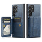Pour Samsung Galaxy S23 Ultra 5G Étui de téléphone arrière Fierre Shann en cuir de vachette ciré avec porte-cartes (bleu)