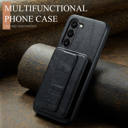 Pour Samsung Galaxy S23+ 5G Fierre Shann Étui de protection arrière en cuir de vachette ciré avec porte-cartes (noir)