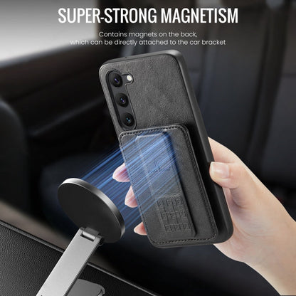 Pour Samsung Galaxy S23+ 5G Fierre Shann Étui de protection arrière en cuir de vachette ciré avec porte-cartes (noir)