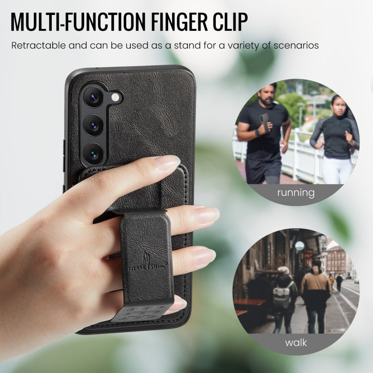 Pour Samsung Galaxy S23+ 5G Fierre Shann Étui de protection arrière en cuir de vachette ciré avec porte-cartes (noir)