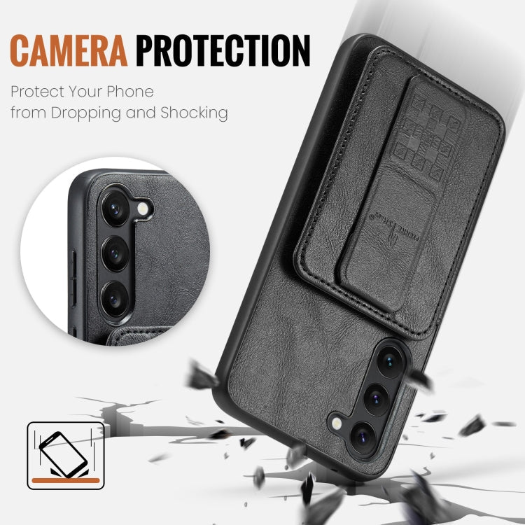 Pour Samsung Galaxy S23+ 5G Fierre Shann Étui de protection arrière en cuir de vachette ciré avec porte-cartes (noir)
