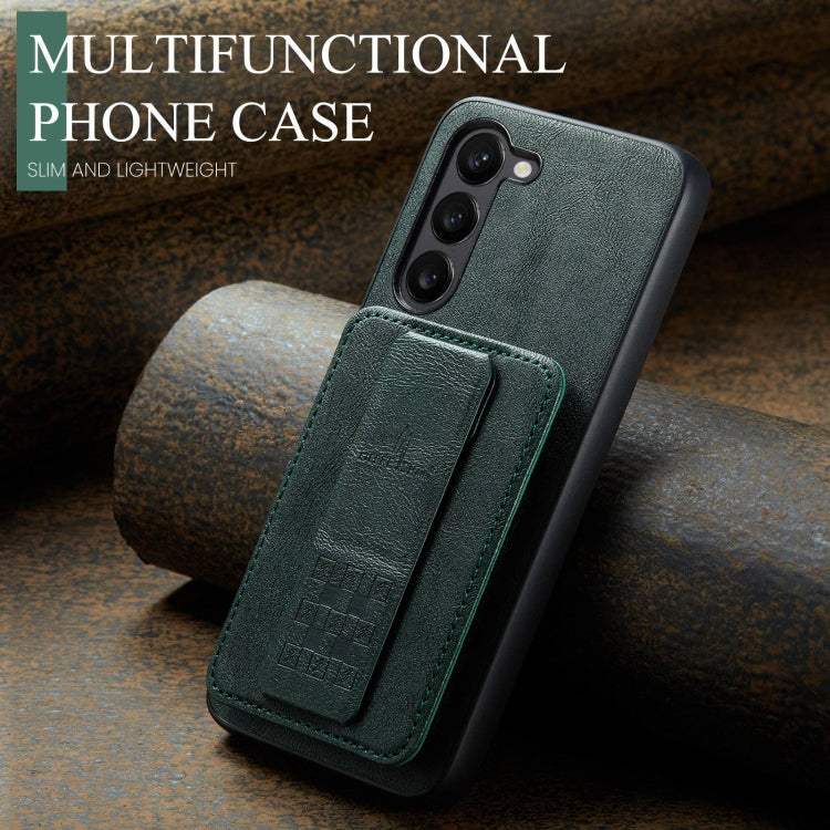 For Samsung Galaxy S23+ 5G Fierre Shann Oil Wax Cow Leather Card Holder Back Phone Case(Green)
