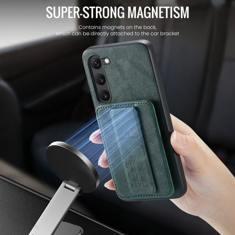 For Samsung Galaxy S23+ 5G Fierre Shann Oil Wax Cow Leather Card Holder Back Phone Case(Green)