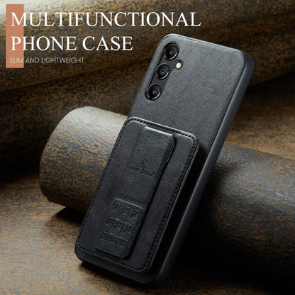 For Samsung Galaxy A13 5G Fierre Shann Oil Wax Cow Leather Card Holder Back Phone Case(Black)