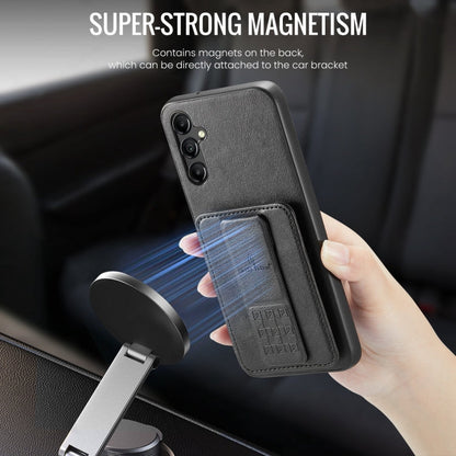 For Samsung Galaxy A13 5G Fierre Shann Oil Wax Cow Leather Card Holder Back Phone Case(Black)