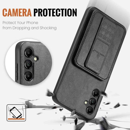 For Samsung Galaxy A13 5G Fierre Shann Oil Wax Cow Leather Card Holder Back Phone Case(Black)
