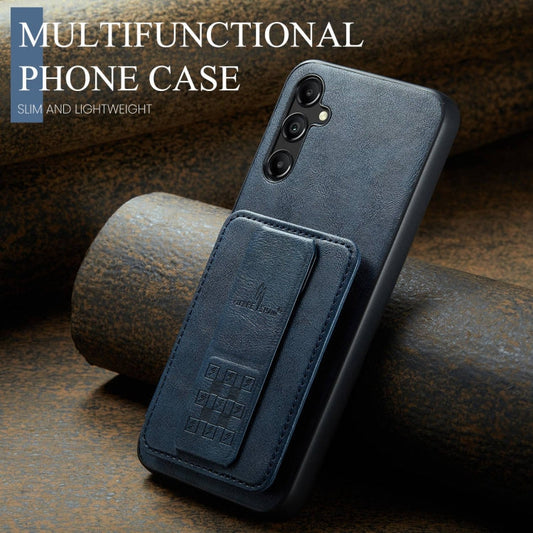 For Samsung Galaxy A13 5G Fierre Shann Oil Wax Cow Leather Card Holder Back Phone Case(Blue)