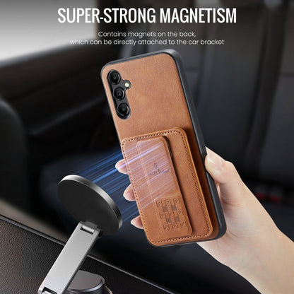 For Samsung Galaxy A13 5G Fierre Shann Oil Wax Cow Leather Card Holder Back Phone Case(Brown)