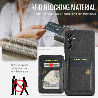 For Samsung Galaxy A15 5G Fierre Shann Oil Wax Cow Leather Card Holder Back Phone Case(Black)