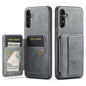For Samsung Galaxy A15 5G Fierre Shann Oil Wax Cow Leather Card Holder Back Phone Case(Grey)