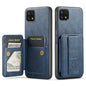 For Samsung Galaxy A22 5G Fierre Shann Oil Wax Cow Leather Card Holder Back Phone Case(Blue)