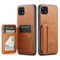 For Samsung Galaxy A22 5G Fierre Shann Oil Wax Cow Leather Card Holder Back Phone Case(Brown)