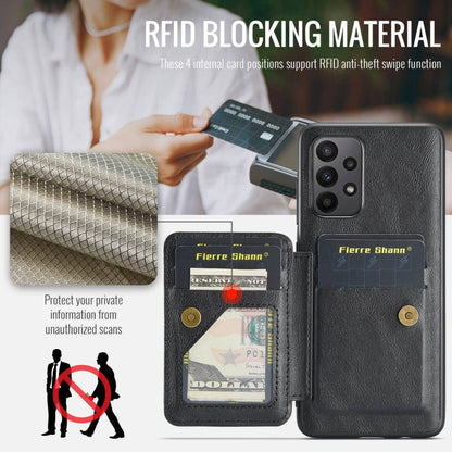 Pour Samsung Galaxy A23 5G Fierre Shann Étui de téléphone arrière en cuir de vachette ciré avec porte-cartes (noir)