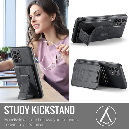 Pour Samsung Galaxy A23 5G Fierre Shann Étui de téléphone arrière en cuir de vachette ciré avec porte-cartes (noir)