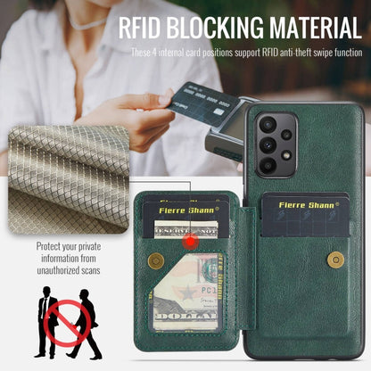 For Samsung Galaxy A23 5G Fierre Shann Oil Wax Cow Leather Card Holder Back Phone Case(Green)