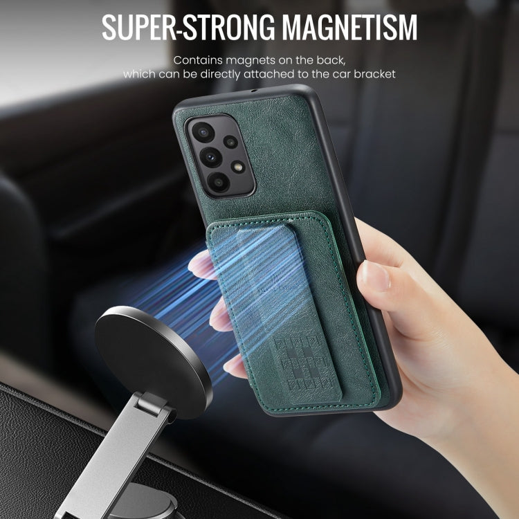 For Samsung Galaxy A23 5G Fierre Shann Oil Wax Cow Leather Card Holder Back Phone Case(Green)