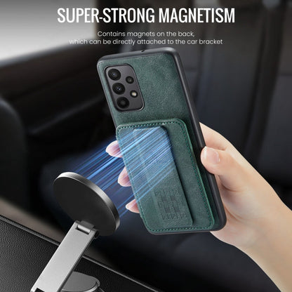 For Samsung Galaxy A23 5G Fierre Shann Oil Wax Cow Leather Card Holder Back Phone Case(Green)