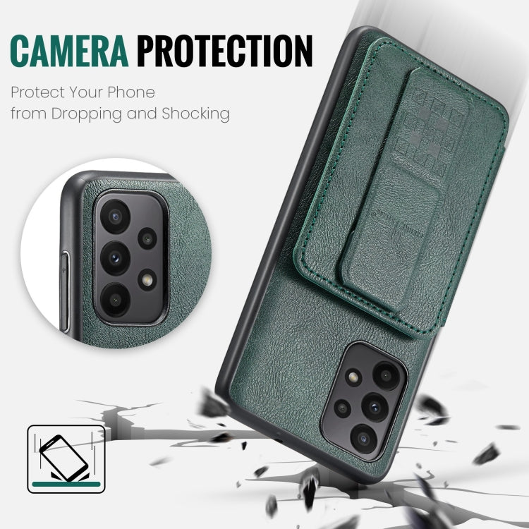 For Samsung Galaxy A23 5G Fierre Shann Oil Wax Cow Leather Card Holder Back Phone Case(Green)