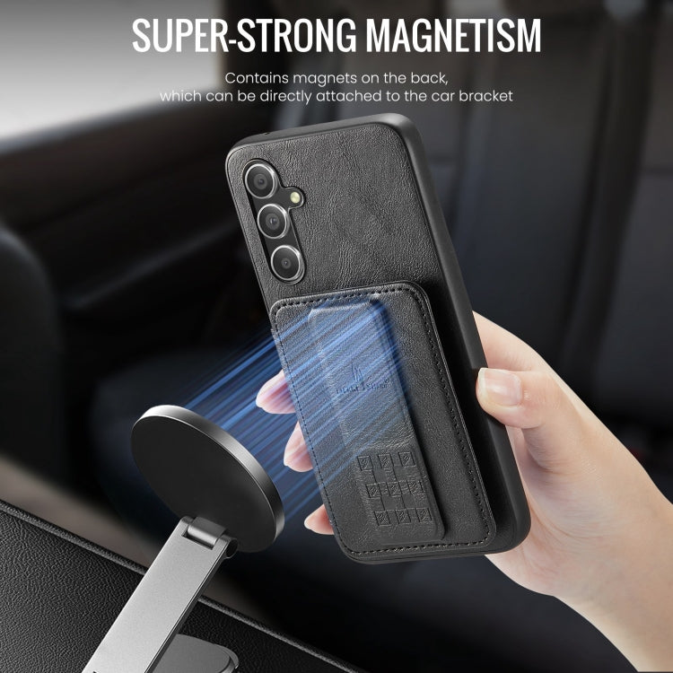 For Samsung Galaxy A24 5G Fierre Shann Oil Wax Cow Leather Card Holder Back Phone Case(Black)