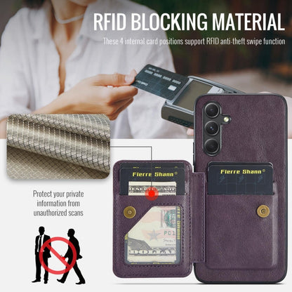 For Samsung Galaxy A24 5G Fierre Shann Oil Wax Cow Leather Card Holder Back Phone Case(Purple)