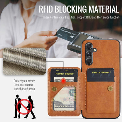 For Samsung Galaxy A24 5G Fierre Shann Oil Wax Cow Leather Card Holder Back Phone Case(Brown)