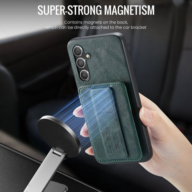 For Samsung Galaxy A25 5G Fierre Shann Oil Wax Cow Leather Card Holder Back Phone Case(Green)