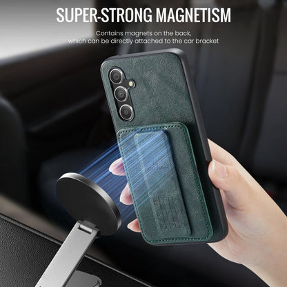 For Samsung Galaxy A25 5G Fierre Shann Oil Wax Cow Leather Card Holder Back Phone Case(Green)