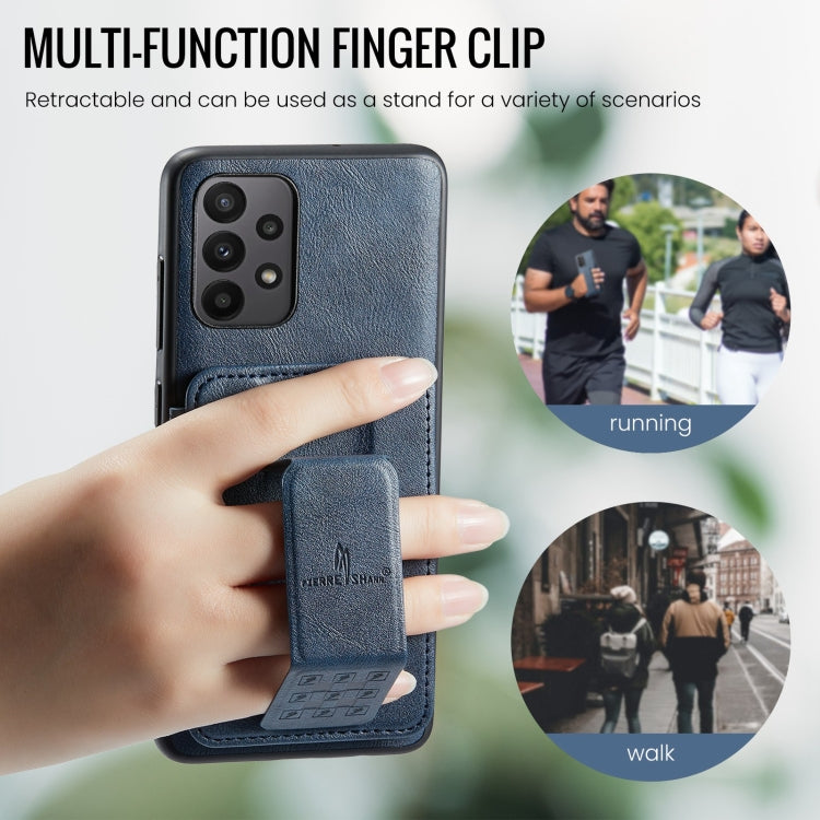 For Samsung Galaxy A33 5G Fierre Shann Oil Wax Cow Leather Card Holder Back Phone Case(Blue)