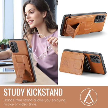 For Samsung Galaxy A33 5G Fierre Shann Oil Wax Cow Leather Card Holder Back Phone Case(Brown)