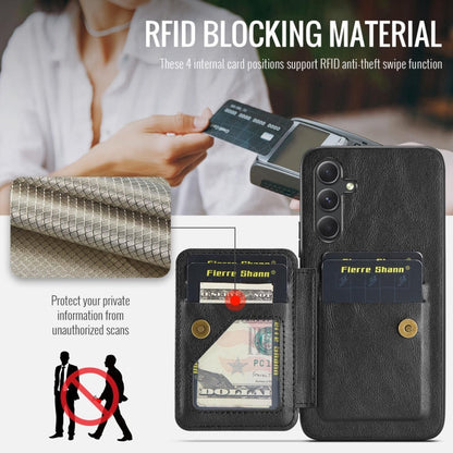 For Samsung Galaxy A34 5G Fierre Shann Oil Wax Cow Leather Card Holder Back Phone Case(Black)